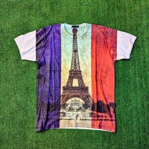 5th Avenue Adult Sz XL Paris France Flag Blue/White/Red+Eiffel Tower Shirt NWOT